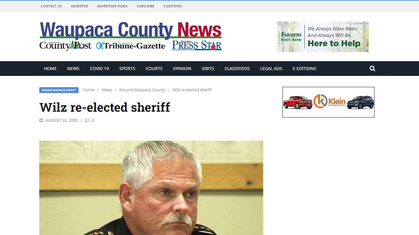 Wilz re-elected sheriff - Waupaca County Post